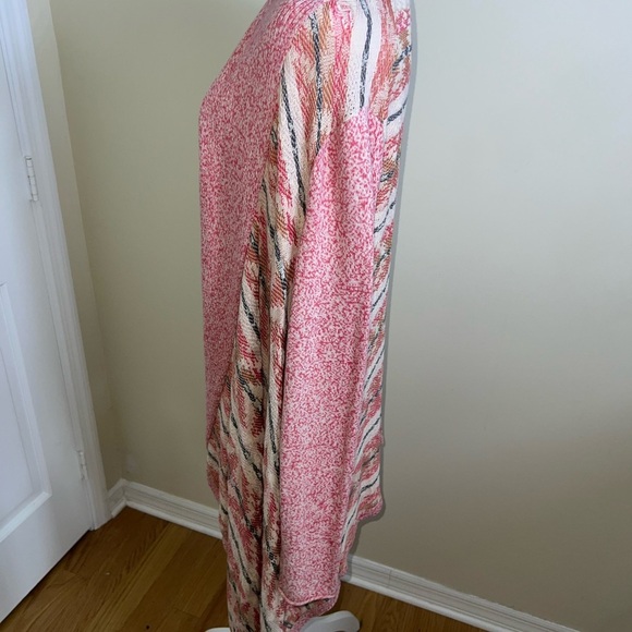 Lucky Brand Pink Aztec Knit Swing Waterfall Cardigan Open Blanket Size M - Picture 11 of 11
